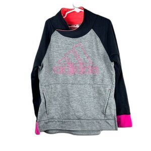 Girls' Adidas Colorblock Sweatshirt w/ Pockets Sz M (10-12)EUC Black, Pink, Grey